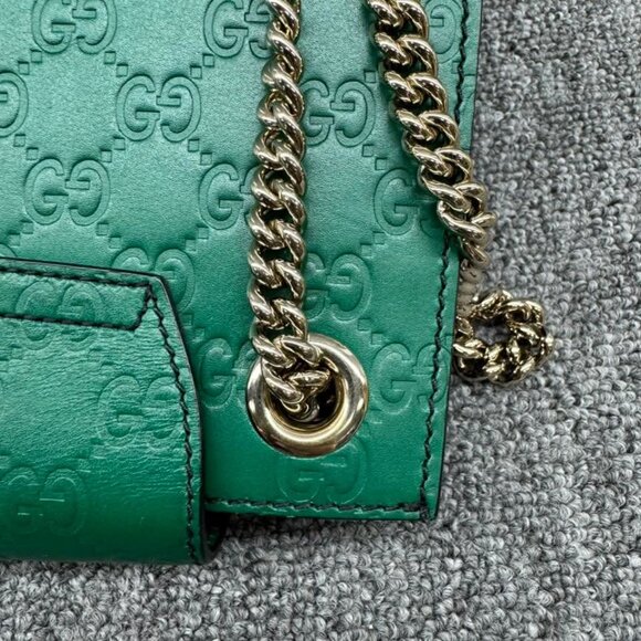 GUCCI Emily Small Green Leather Shoulder Bag 599-061125 - Picture 6 of 14